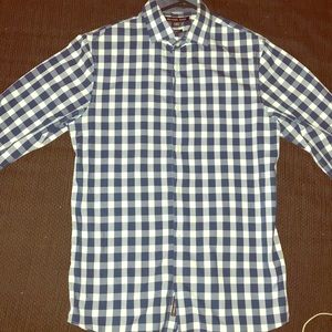 Men’s white blue squares shirt